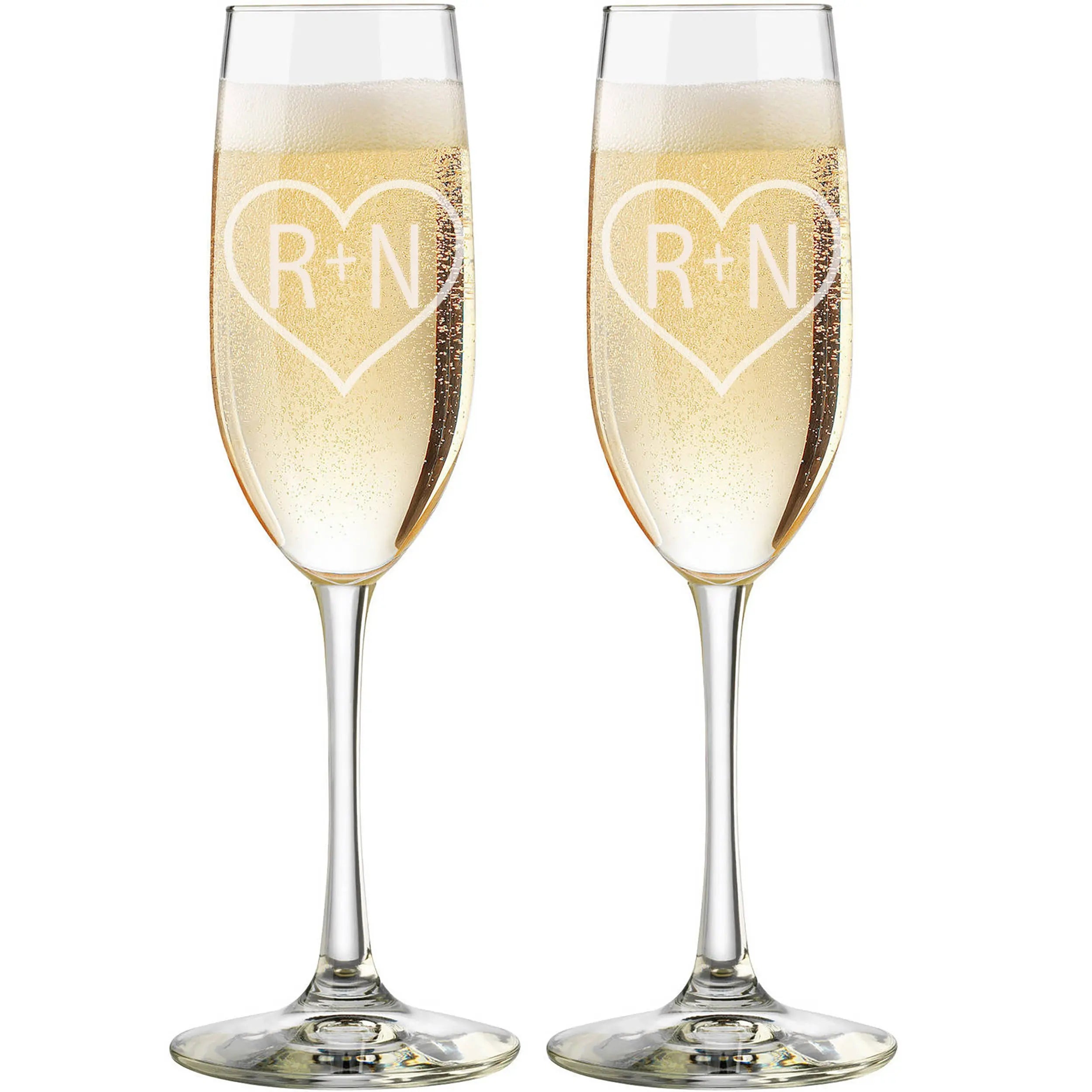 Custom anniversary champagne flutes with names and special date