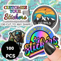 custom holographic vinyl stickers pack rainbow shine finish