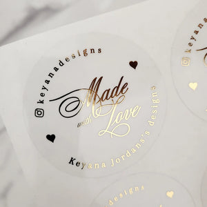 Custom logo gold foil clear stickers for branded packaging