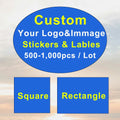 Custom logo and image stickers available in bulk quantities