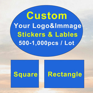 Custom logo and image stickers available in bulk quantities