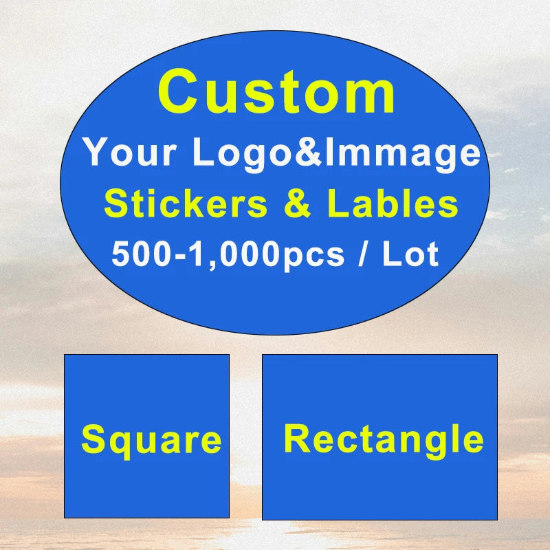 Custom logo and image stickers available in bulk quantities