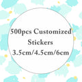Custom logo stickers with personalized text, round design, ideal for weddings, parties, and branded packaging