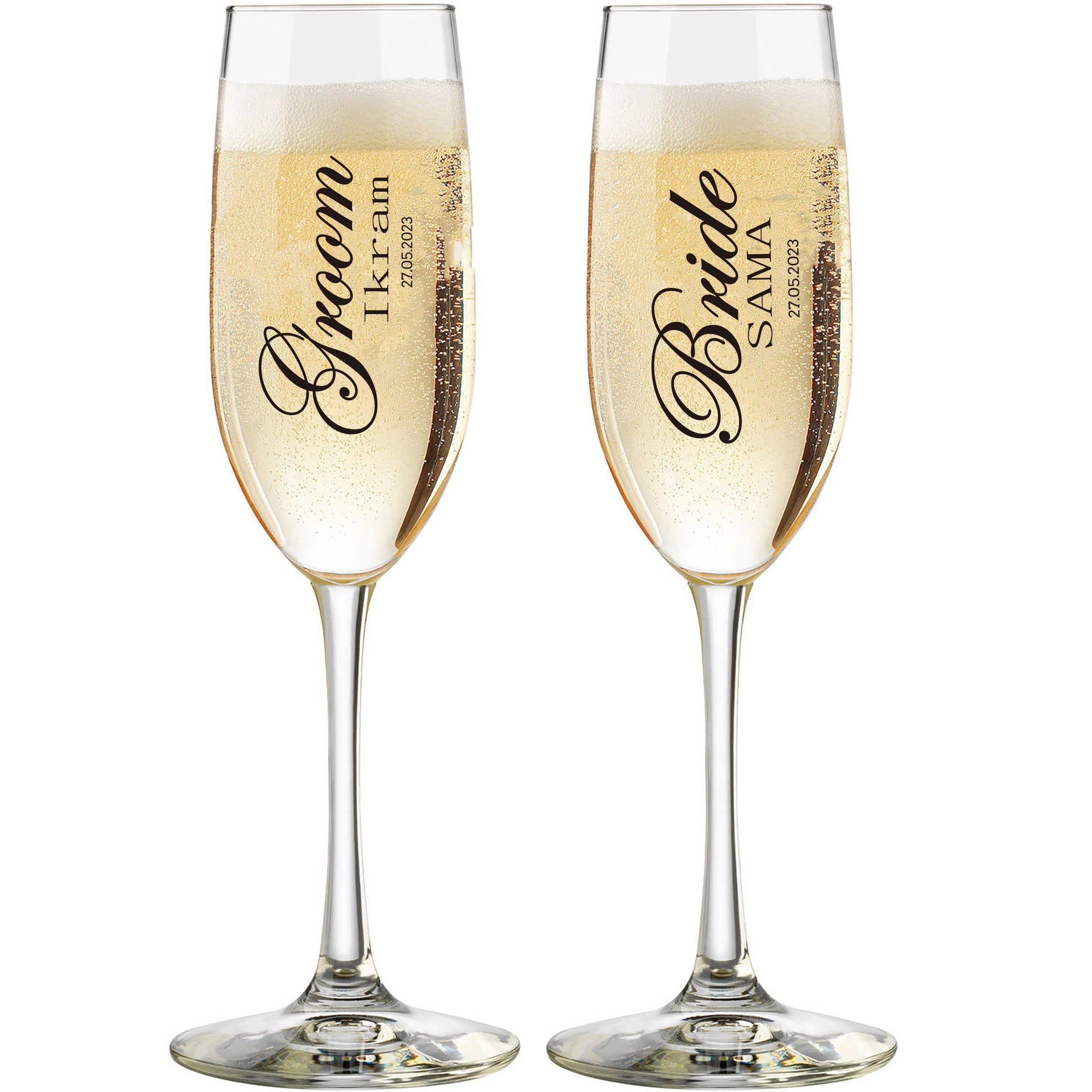 Custom name champagne flutes ideal for gifting and special occasions