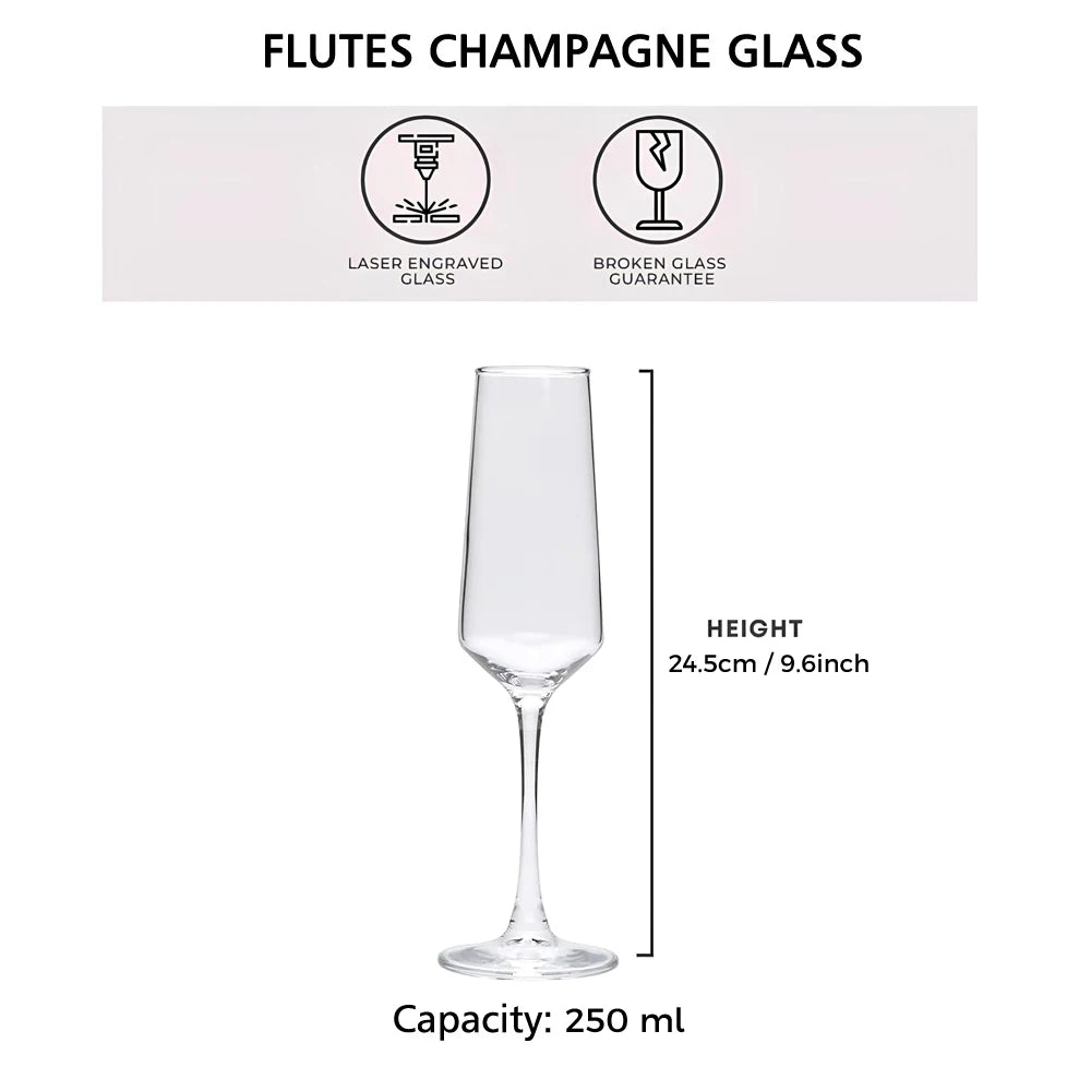 Custom name champagne glass made from premium glass