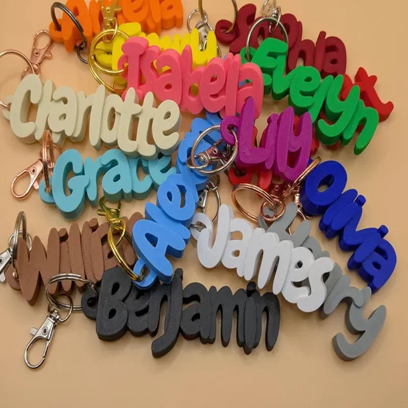 custom name keychain attached to backpack or bag