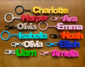 custom name keychain for kids with bright letter design