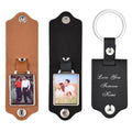 custom photo keychain with square leather design