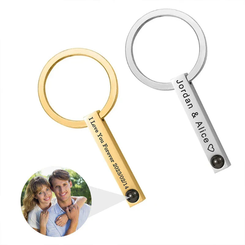 custom photo keychain with text engraved stainless steel