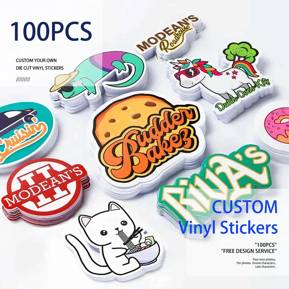 custom PVC logo stickers pack glossy waterproof vinyl