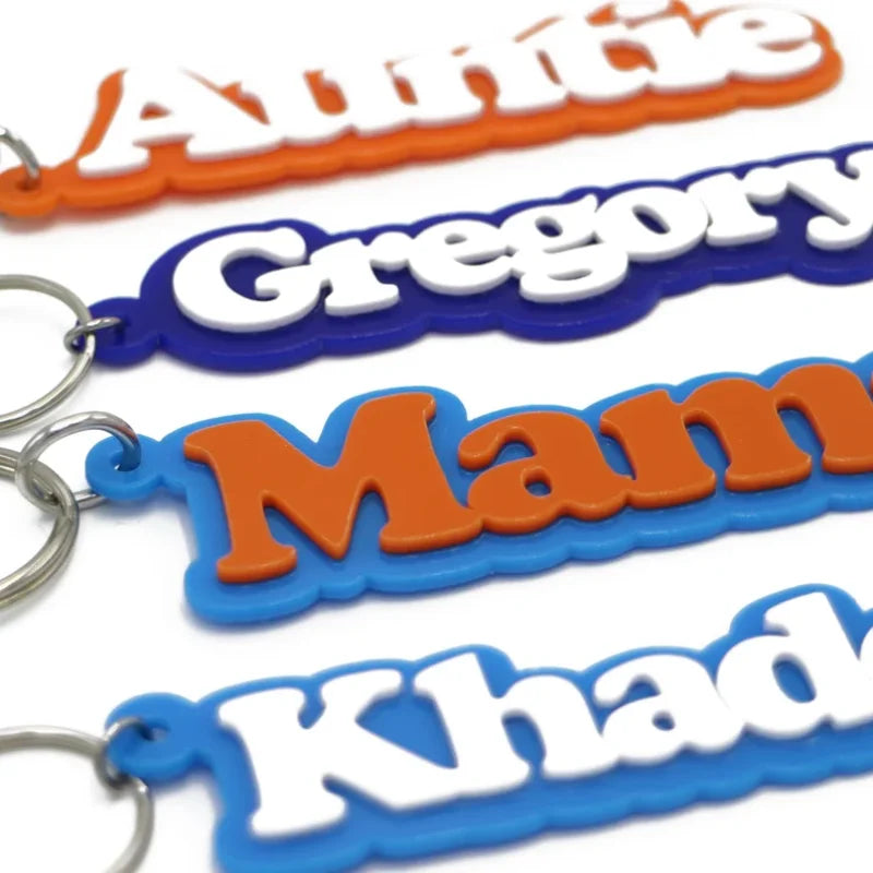 custom stainless steel keychain with name and color options