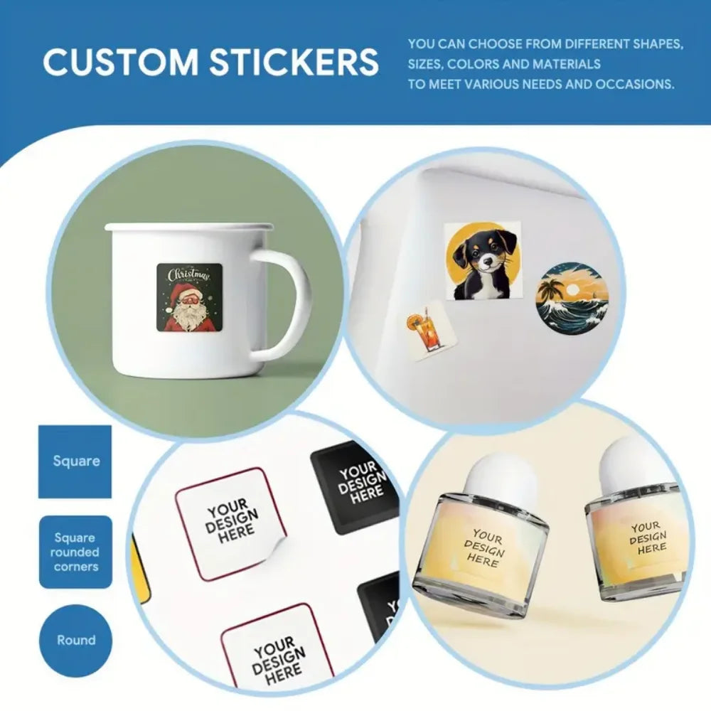 Custom size PVC stickers available on request