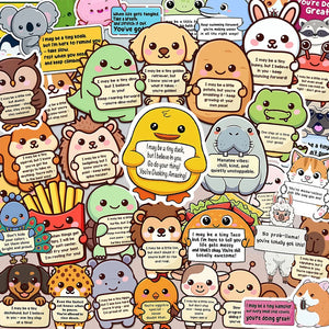 cute animal stickers 50pcs waterproof vinyl decal pack with affirmation quotes