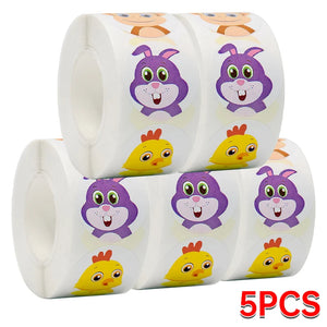 Assorted animal face sticker rolls for kids activities and DIY projects