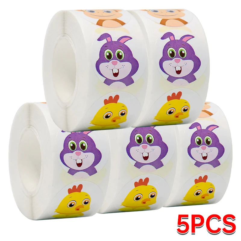 Assorted animal face sticker rolls for kids activities and DIY projects