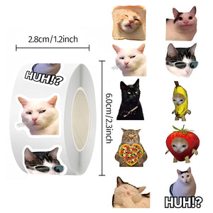 Cute cat meme stickers with funny cartoon designs for crafts, gadgets, and gifts