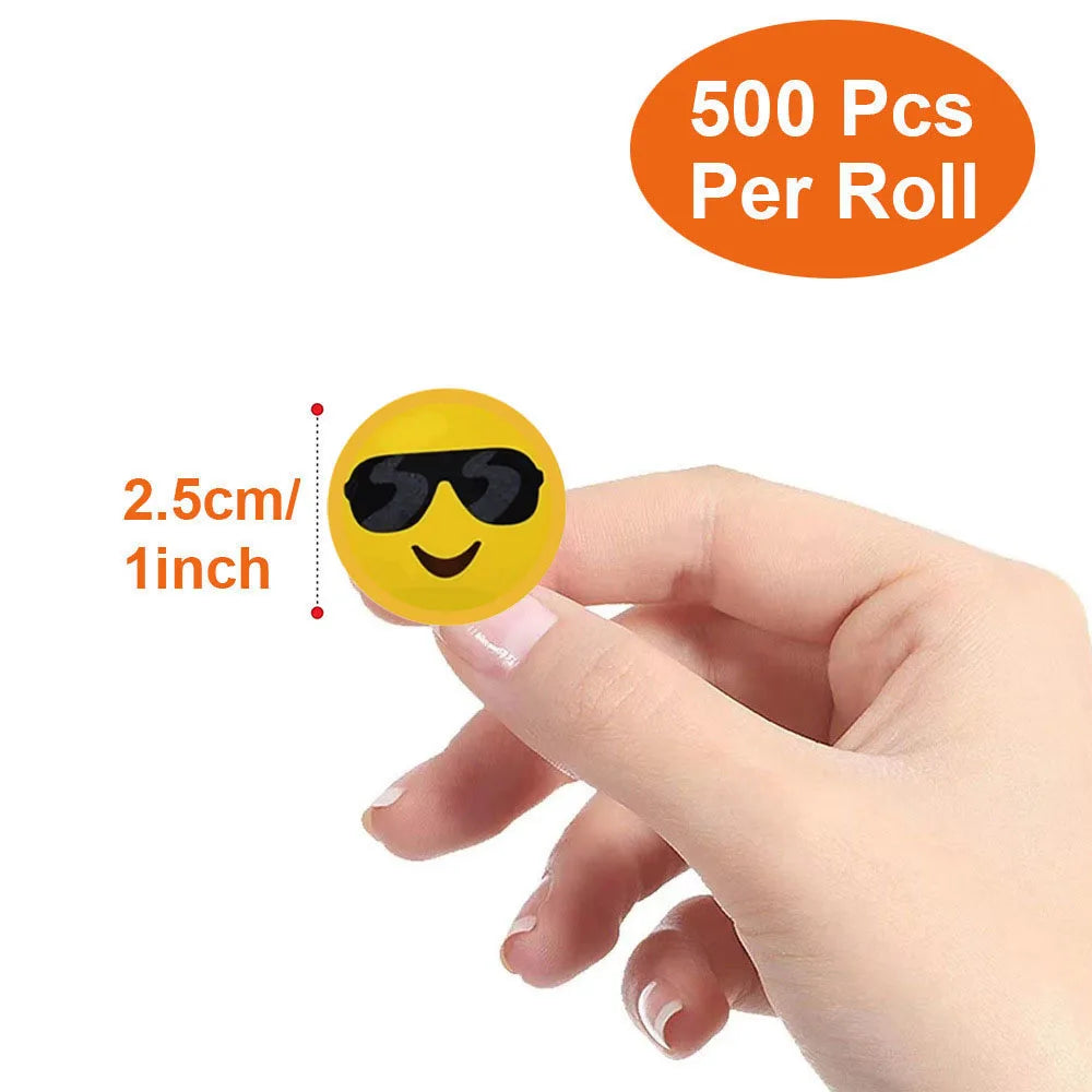 cute emoji smiley stickers roll waterproof happy face reward stickers