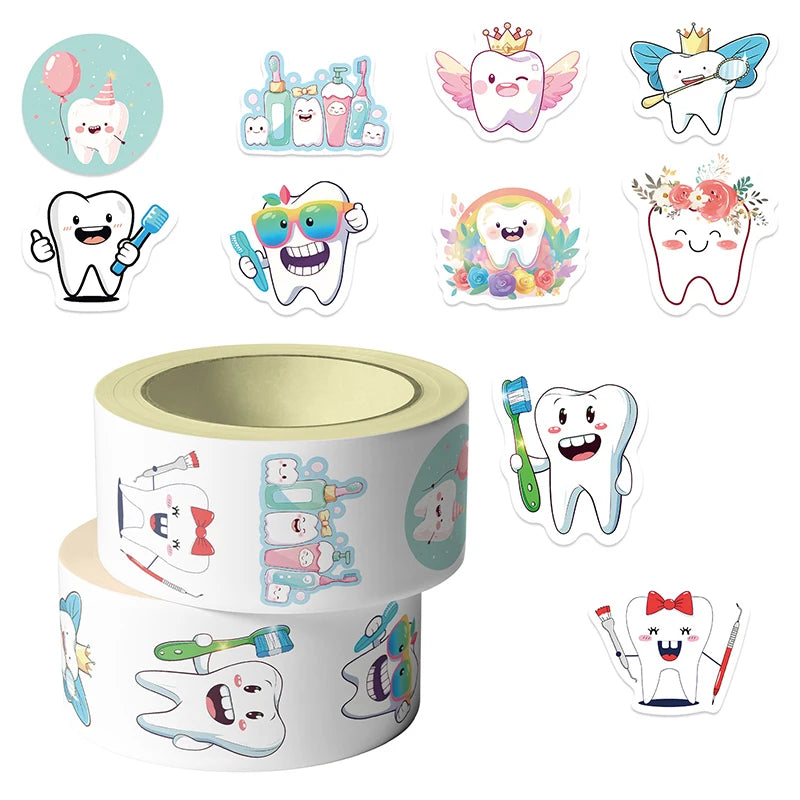 Dental reward stickers used in pediatric dental clinics as patient rewards after checkups