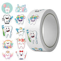 Dental tooth shaped reward stickers roll with 500 cartoon tooth stickers for kids dental motivation