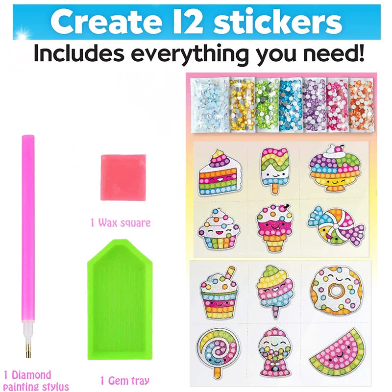 Diamond painting craft stickers set for kids creative projects