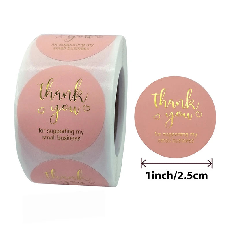 Eco friendly thank you stickers made with recyclable paper and non toxic adhesive