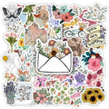 Floral aesthetic sticker pack with colorful flower illustrations for laptops, journals, and DIY crafts