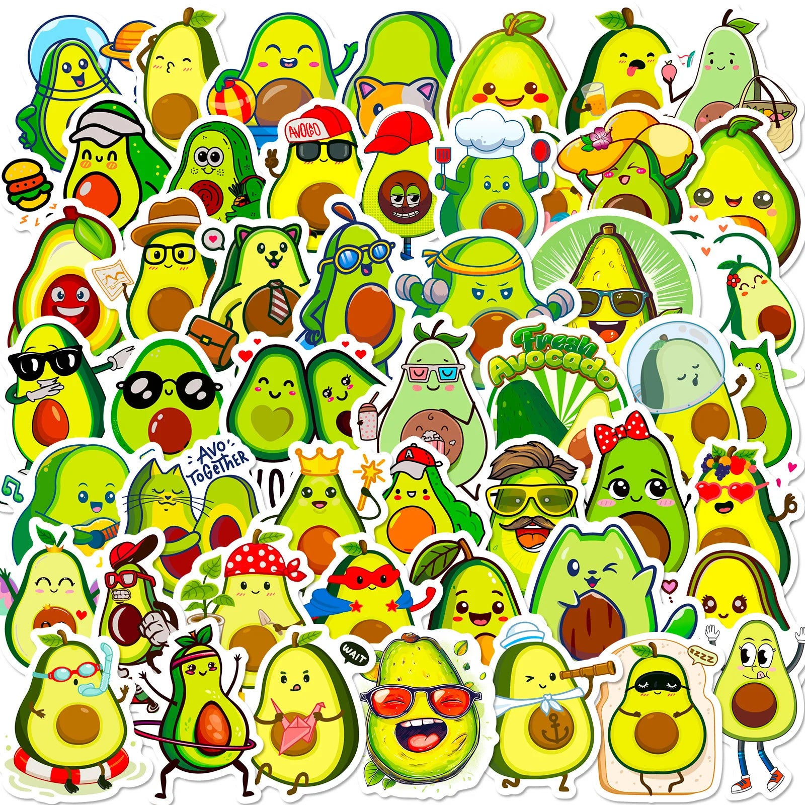 funny avocado meme sticker pack with cartoon expressions