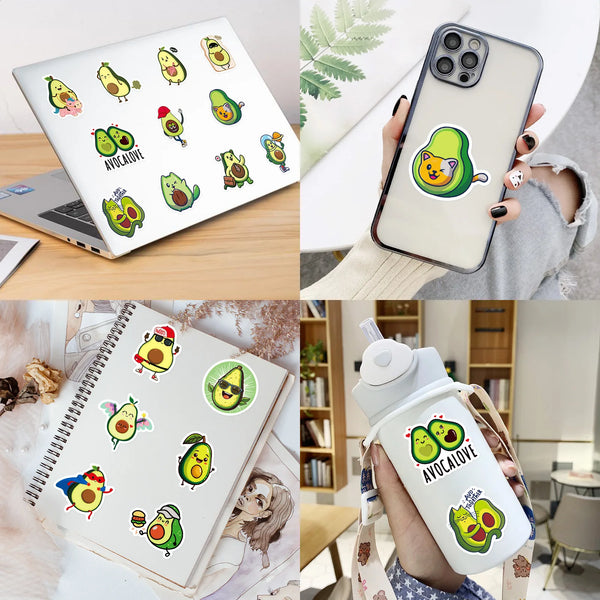 funny avocado vinyl stickers for notebook, phones, laptops and crafts