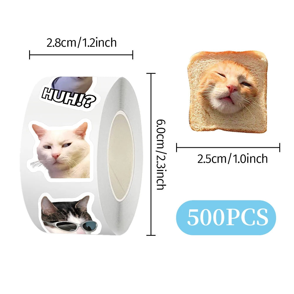 Funny cartoon cat meme stickers in different designs for kids and creative decoration