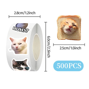 Funny cartoon cat meme stickers in different designs for kids and creative decoration