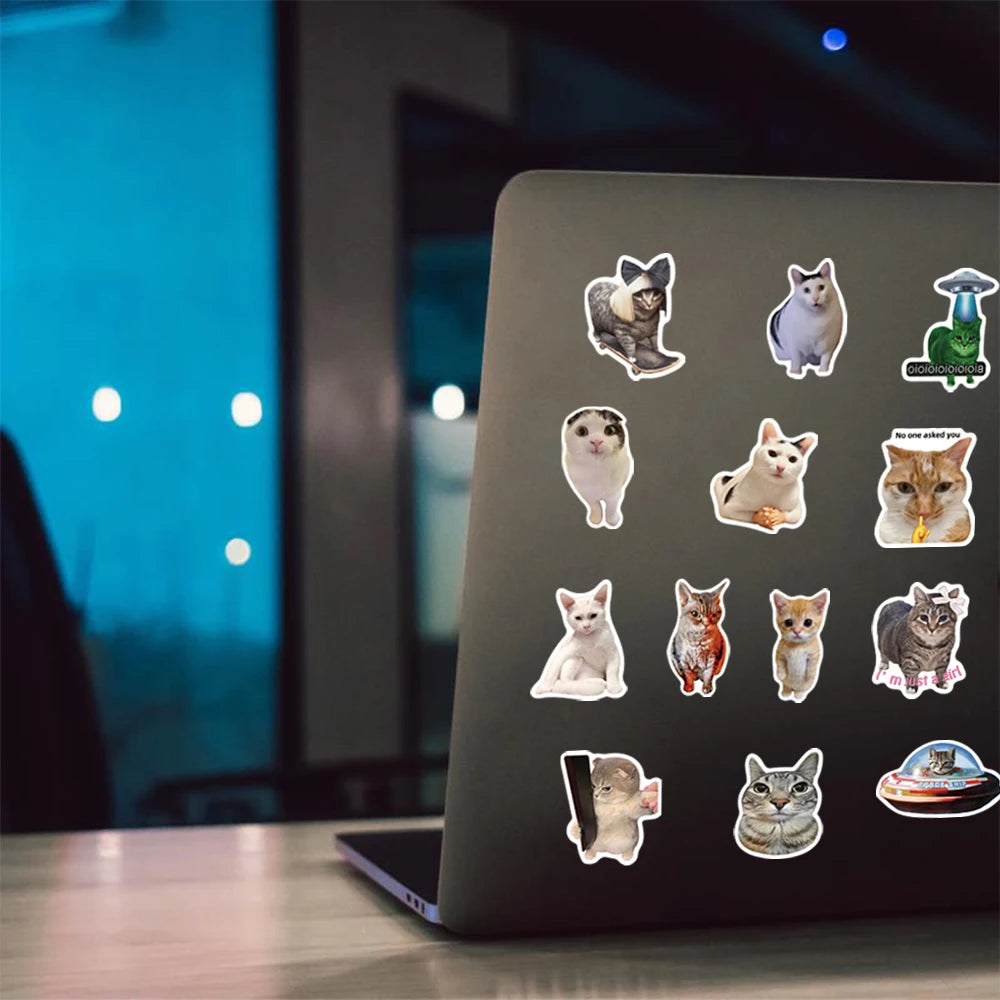funny cat sticker suitable for laptops and phone cases