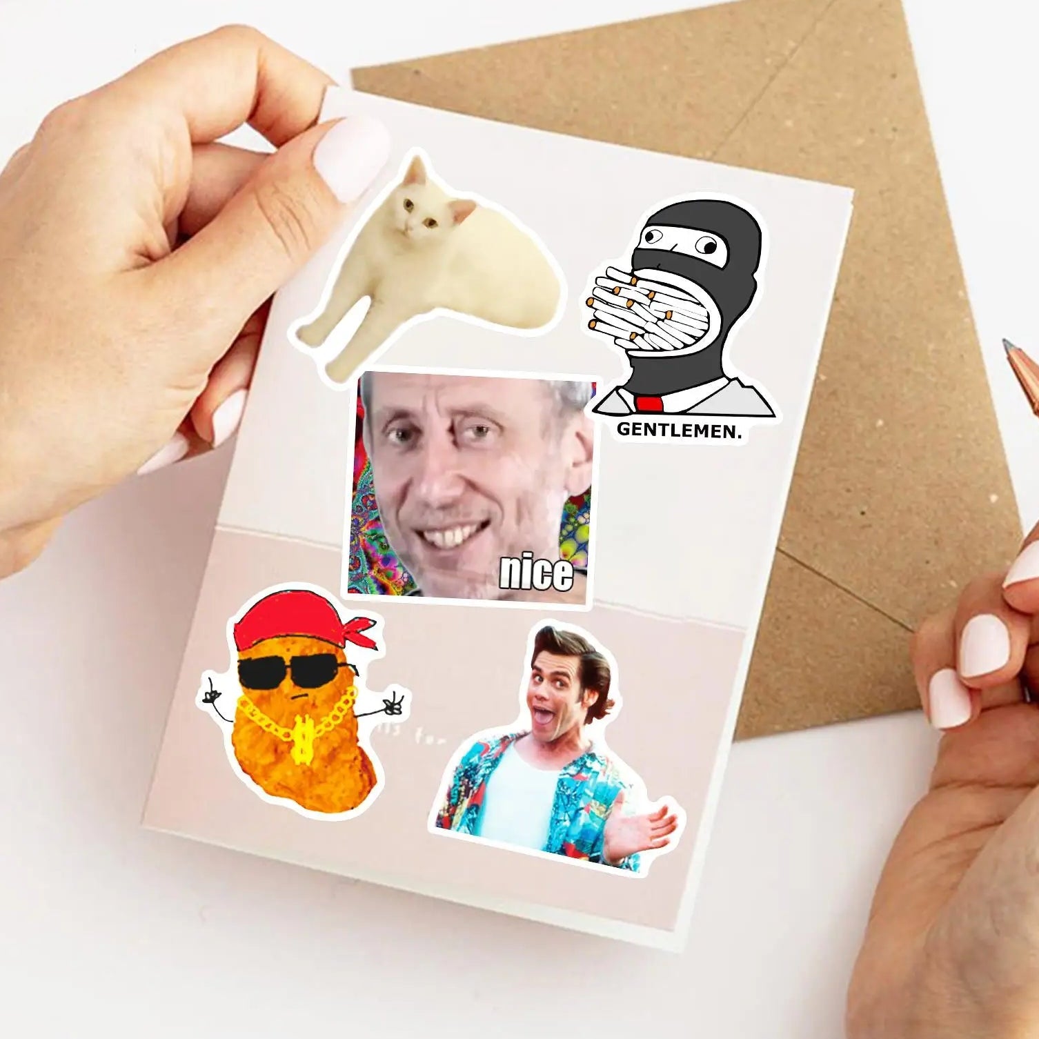 Funny meme stickers suitable for kids, teens, and adults as gifts or DIY accessories
