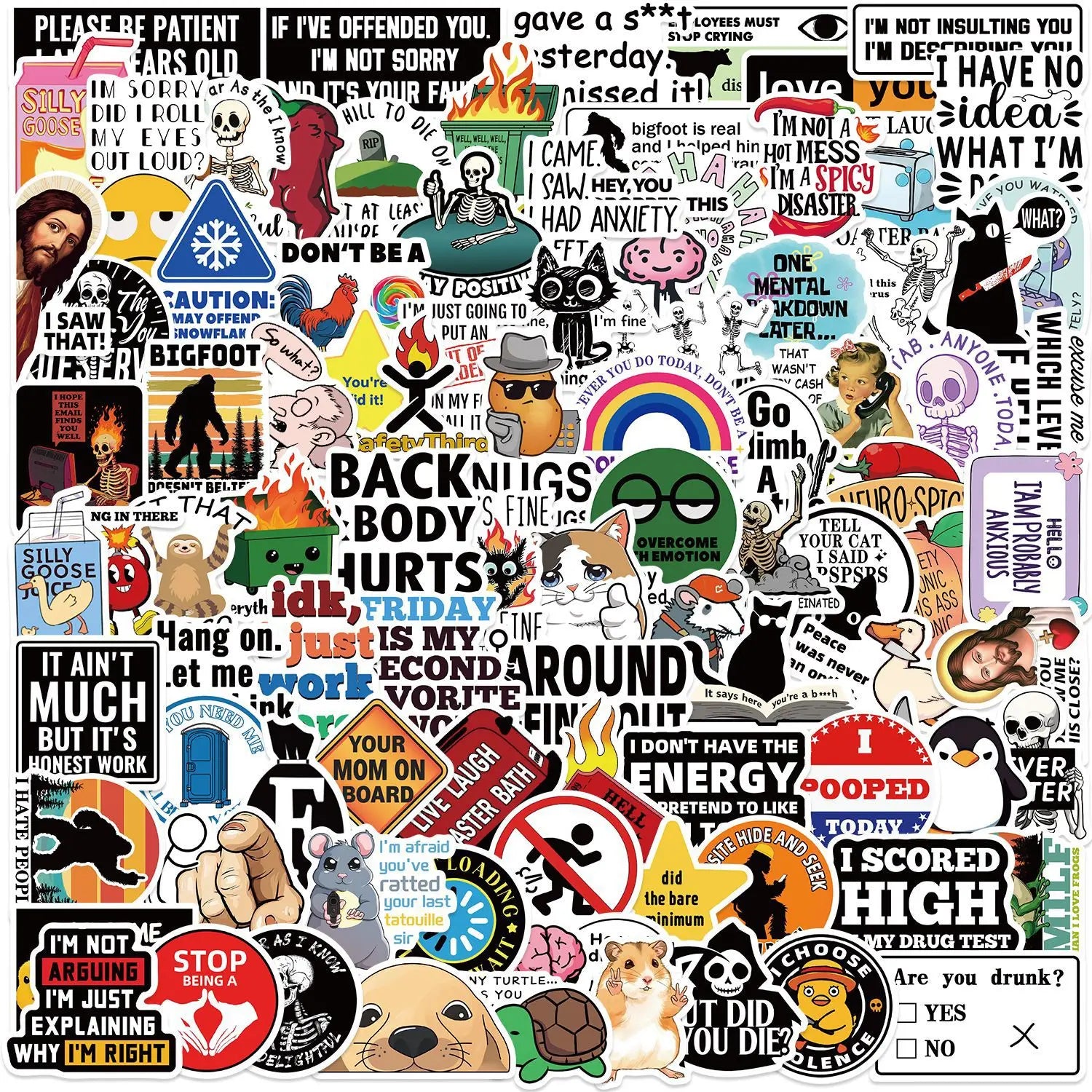 funny prank meme stickers pack waterproof cartoon graffiti decals