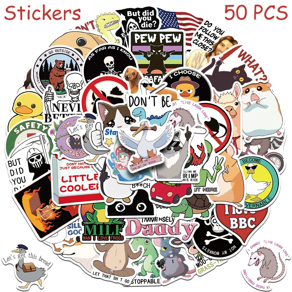 funny prank sticker pack with mixed meme art for kids,