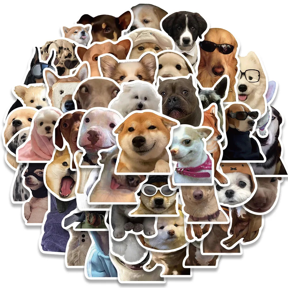 Funny puppy expression stickers with adorable and playful dog designs