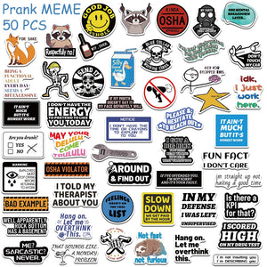 funny quote prank stickers with expressive artwork