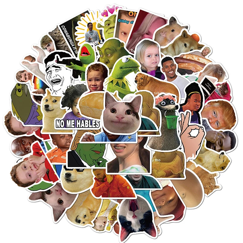 Funny reaction meme stickers with exaggerated facial expressions