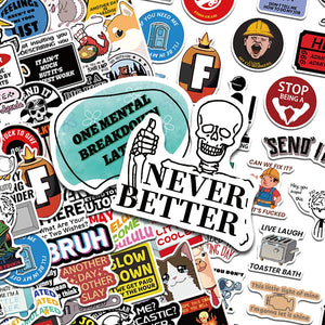 funny snarky meme sticker pack with bold cartoon designs