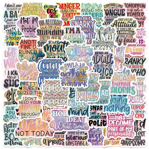 Funny typography sticker pack with sarcastic sayings and bold lettering