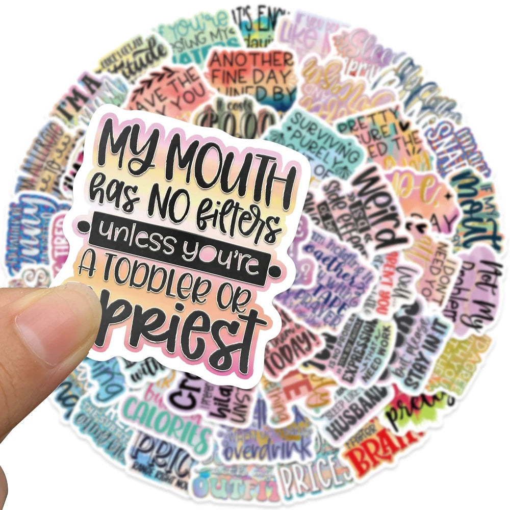 Humorous quote stickers ideal for DIY decoration and creative projects