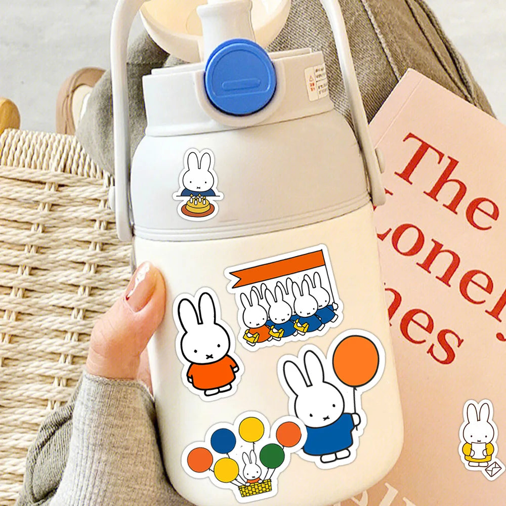 Kawaii bunny stickers inspired by Miffy with adorable cartoon expressions