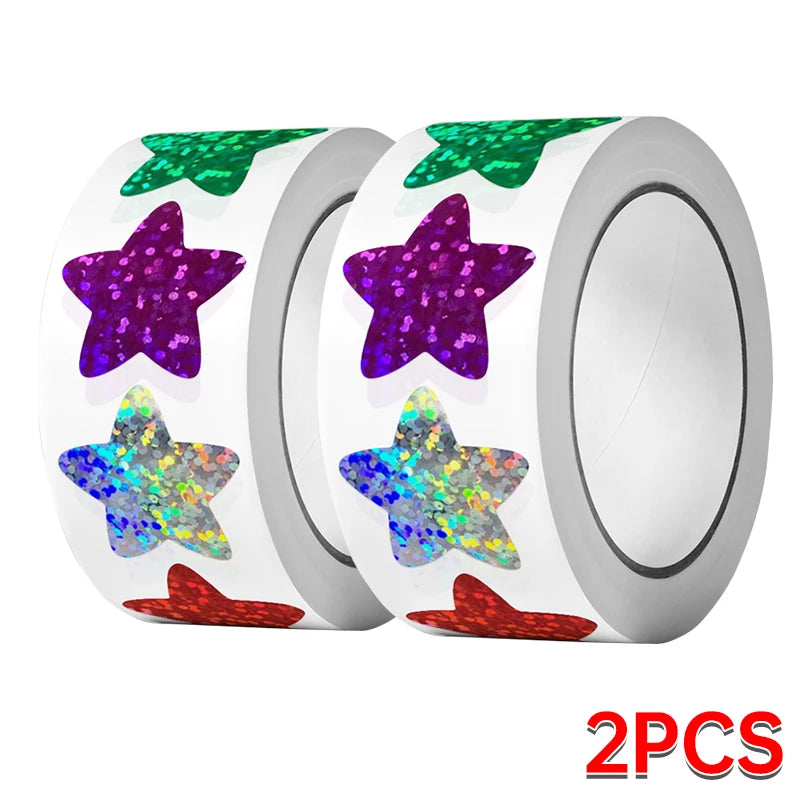  kawaii star stickers on rolls for kids rewards and crafts