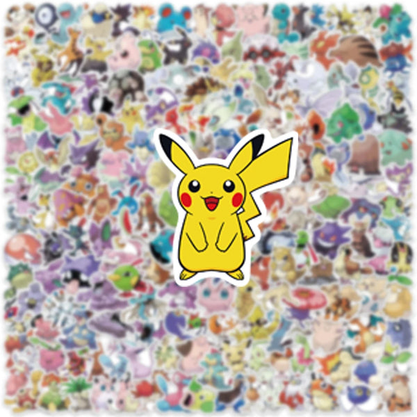 Kawaii vinyl stickers decorating a phone case with colorful cartoon designs