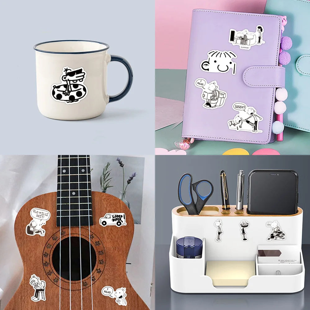 Kids cartoon stickers for laptops and notebooks with humorous drawings