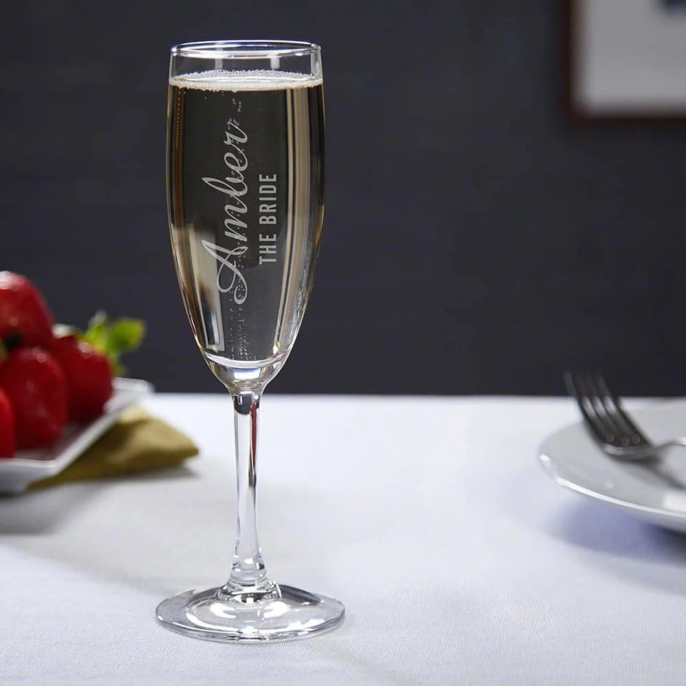 Luxury personalized champagne flutes designed for weddings and anniversaries