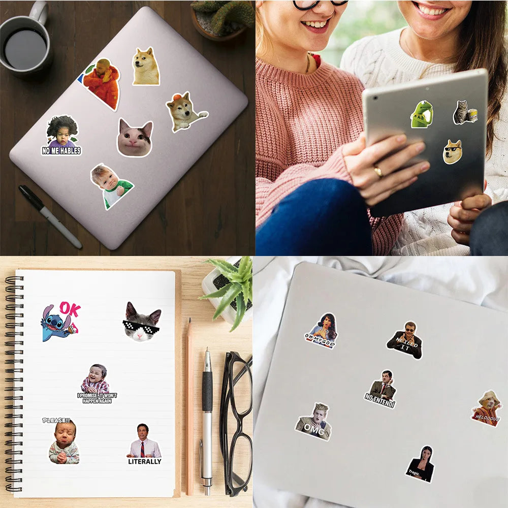 Funny meme stickers used for DIY crafts, journaling, and creative decoration