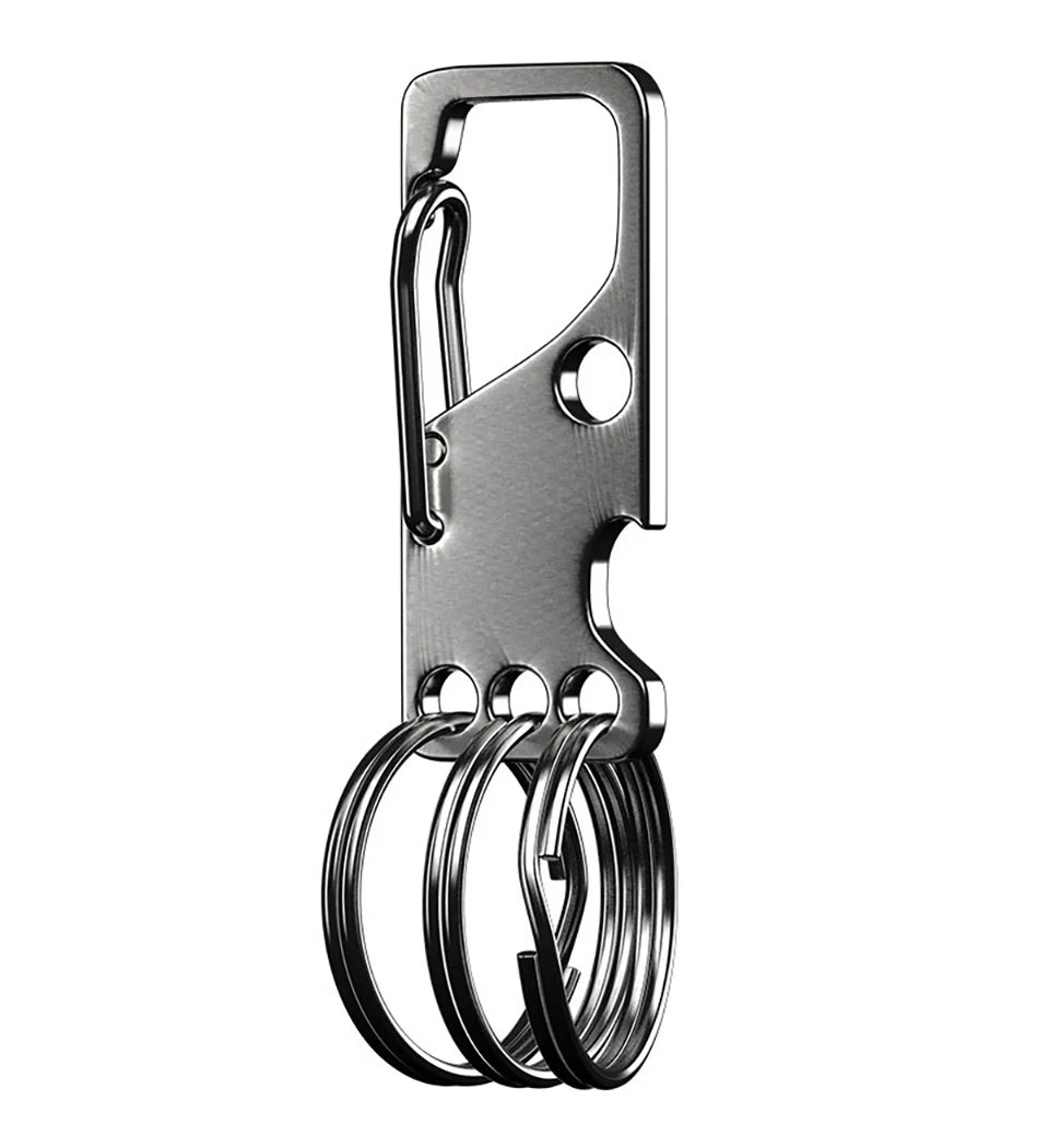 metal keychain clip with three key rings
