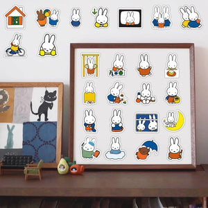 Miffy cartoon stickers for kids with cute bunny illustrations