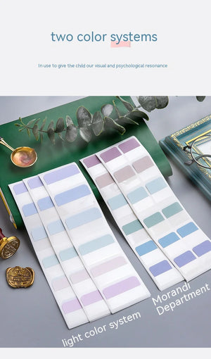 Pastel transparent index tabs in multiple colors for organizing books and planners