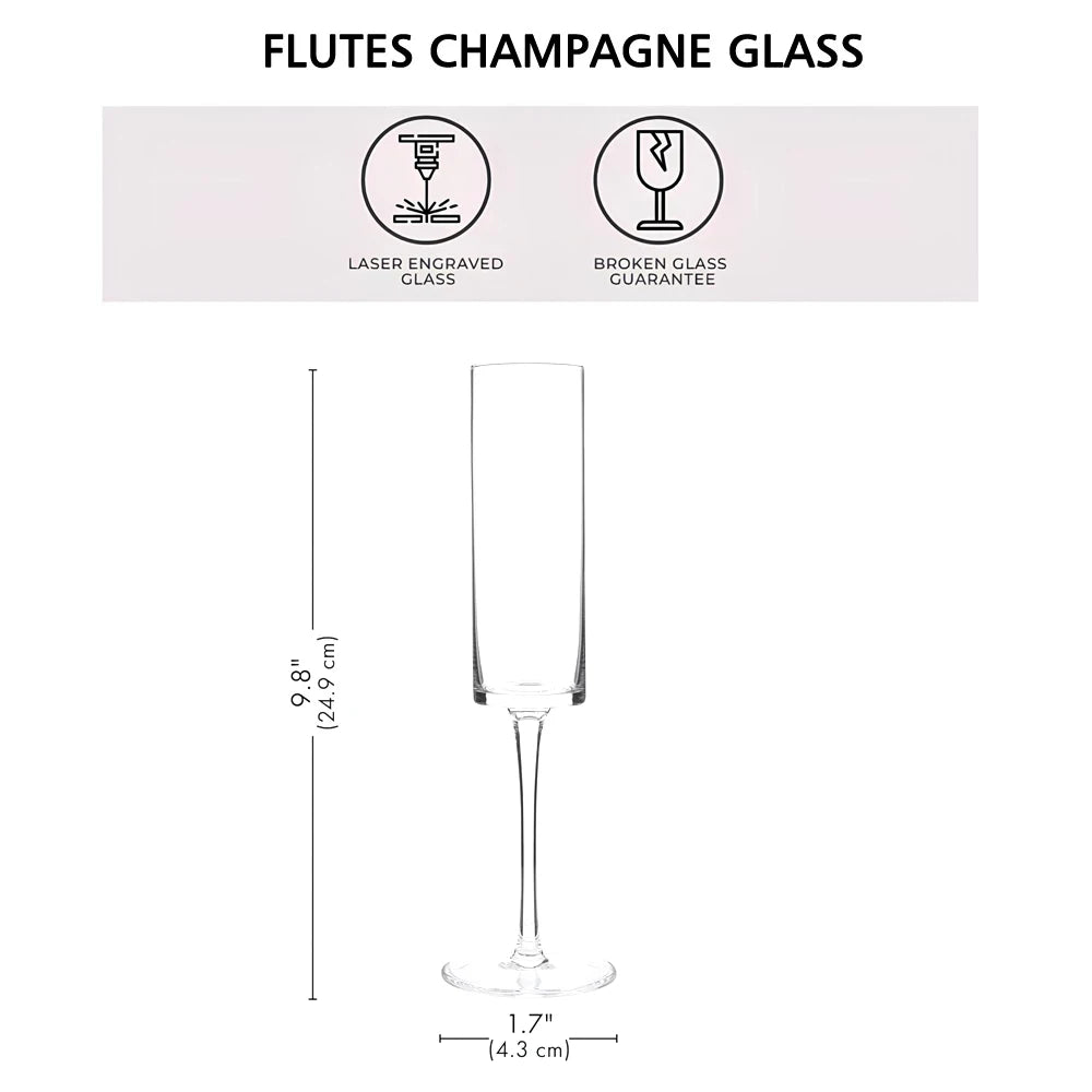 Personalized champagne flutes with engraved names for wedding celebrations